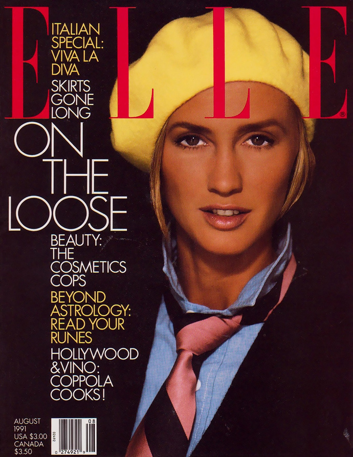 Ким Наи в Ralph Lauren на обложке журнала Elle 1991 года
