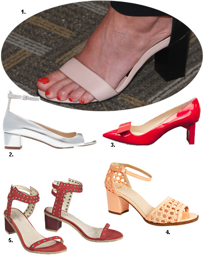 1. Кристи Тарлингтон; 2. туфли Zara; 3. туфли Carlo Pazolini; 4. туфли Asos; 5. туфли Motivi