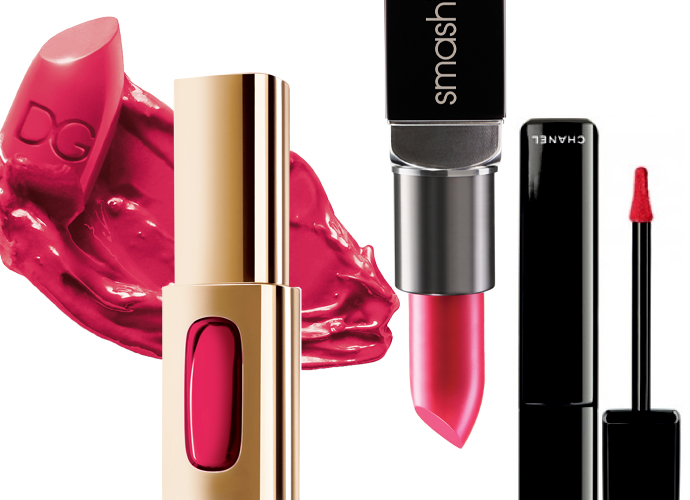 Выбор ELLE: Classic Cream Lipstick, Ballerina, Dolce & Gabbana; Rouge Extraordinaire, 201, L’Oreal Paris; Legendary Lipstick, Electric Pink, Smashbox; Rouge Allure Gloss, Extase, Chanel 