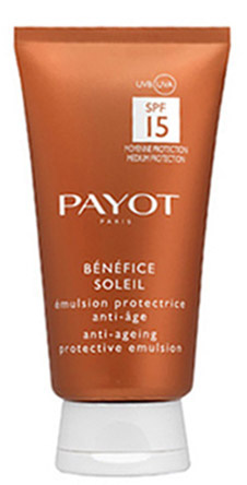 Защитная эмульсия Anti-ageing protective emulsion SPF 15 for face and body, Payot Bénéfice Solei. Защищает от вредного влияния солнца, легко наносится и обеспечивает ровный загар без пятен и разводов. Подходит для светлой чувствительной кожи. Защитная эмульсия Anti-ageing protective emulsion SPF 15 for face and body, Payot Bénéfice Solei. Защищает от вредного влияния солнца, легко наносится и обеспечивает ровный загар без пятен и разводов. Подходит для светлой чувствительной кожи.