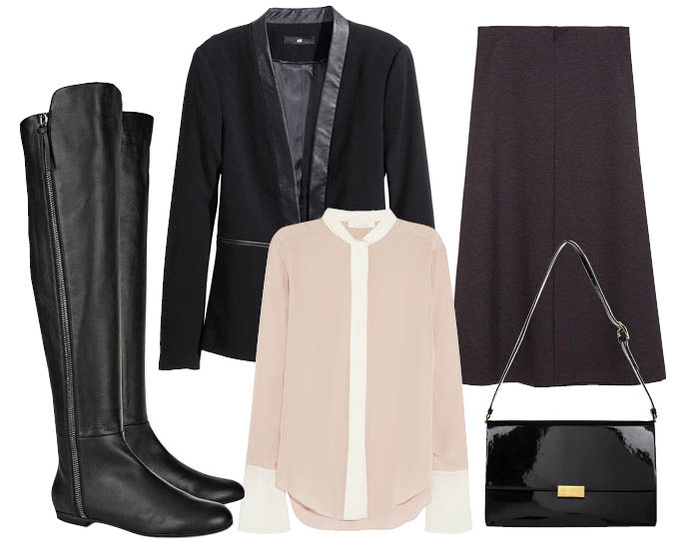 Выбор ELLE: юбка Zara, блуза Chloe, блейзер H&M, сумка Stella McCartney