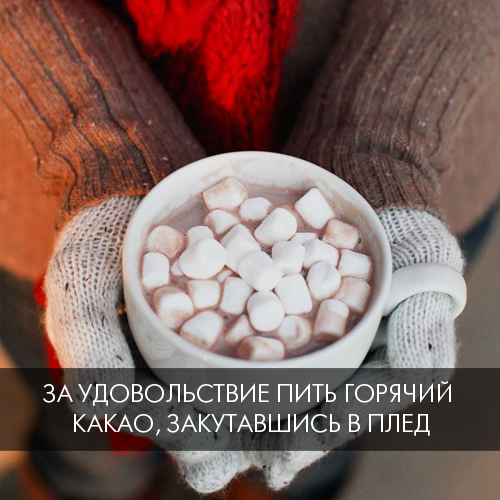 За удовольствие пить горячий какао, закутавшись в плед