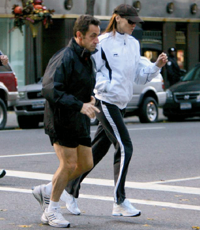 Николя и Карла Бруни Саркози на пробежке