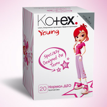 Ежедневные прокладки Kotex Young. Ежедневные прокладки Kotex Young.