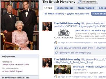 Члены британской монархии на Facebook Члены британской монархии на Facebook