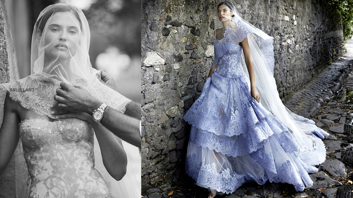 Голубое свадебное платье: фото