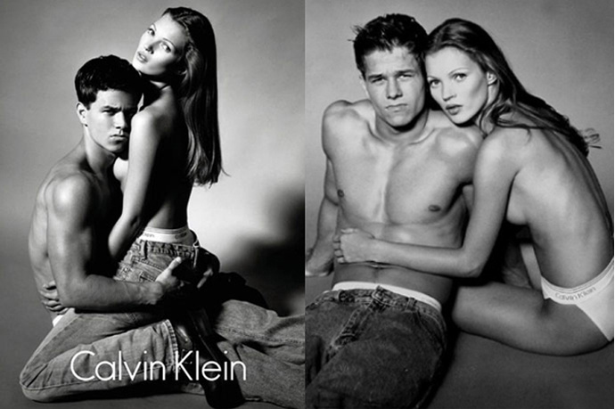 Кейт Мосс и Марк Уолберг в рекламе Calvin Klein