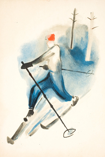 Лыжник, Кулешов И.Д. Литография, 1929 год Лыжник, Кулешов И.Д. Литография, 1929 год