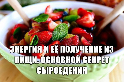 Энергия и её получение из пищи. Основной секрет сыроедения Энергия и её получение из пищи. Основной секрет сыроедения