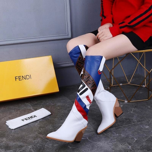 Сапоги FENDI белый синий коричневый_Копия люкс 1:1 (ААА) Сапоги FENDI белый синий коричневый_Копия люкс 1:1 (ААА)