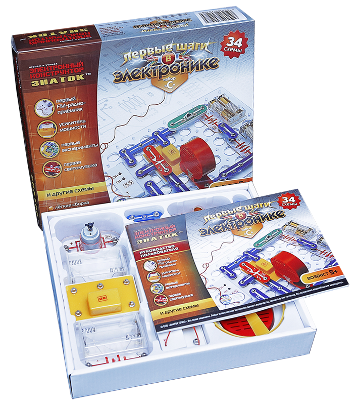 Увлекательный электронный конструктор Знаток Первые шаги в электронике Набор C 34 схемы Увлекательный электронный конструктор Знаток Первые шаги в электронике Набор C 34 схемы