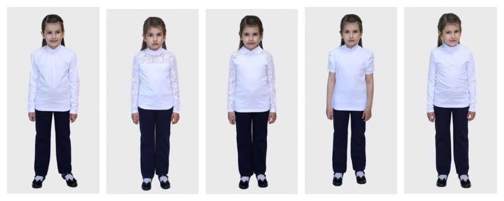 Универсальные водолазки для девочек из кулирки с лайкрой - с длинным и коротким рукавом. Универсальные водолазки для девочек из кулирки с лайкрой - с длинным и коротким рукавом.