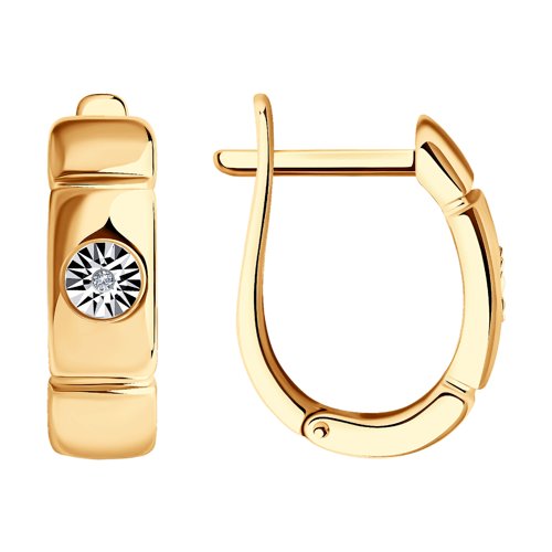 Серьги из золочёного серебра с родированием и золочением с бриллиантами Серьги из золочёного серебра с родированием и золочением с бриллиантами