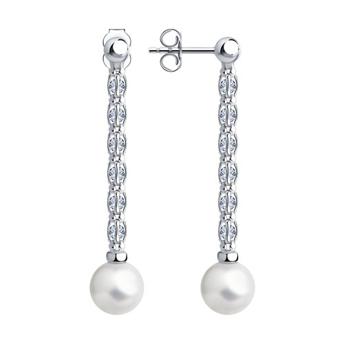 НЕЖНЫЕ..... Серьги из серебра с жемчугом и фианитами НЕЖНЫЕ..... Серьги из серебра с жемчугом и фианитами