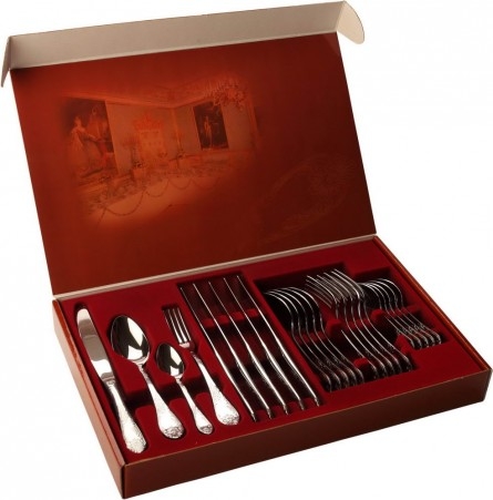 Набор столовых приборов 24 предмета Упаковка из картона Базовая цена: 2033 р+орг Артикул: Модель М-12 "Императорский" Арт.: СН-24М12ЦМГ (нержавеющая сталь, 6 персон) Бренд: Павловский завод Уровень цен: СП цены Технические характеристики Пок Набор столовых приборов 24 предмета Упаковка из картона Базовая цена: 2033 р+орг Артикул: Модель М-12 "Императорский" Арт.: СН-24М12ЦМГ (нержавеющая сталь, 6 персон) Бренд: Павловский завод Уровень цен: СП цены Технические характеристики Пок