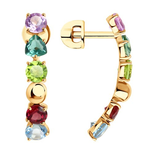 Серьги из золота с миксом камней Серьги из золота с миксом камней