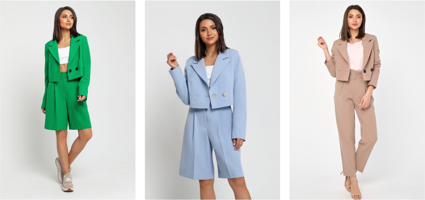 Кроп-жакеты - самая трендовая вещь сезона, взорвавшая инстаграм. Модель двубортного кроя застегивается на две крупные пуговицы. Прямой крой, длинные рукава, острые лацканы. Ультрамодные образы в союзе с брюками или шортами с высокой посадкой, юбками-каран Кроп-жакеты - самая трендовая вещь сезона, взорвавшая инстаграм. Модель двубортного кроя застегивается на две крупные пуговицы. Прямой крой, длинные рукава, острые лацканы. Ультрамодные образы в союзе с брюками или шортами с высокой посадкой, юбками-каран