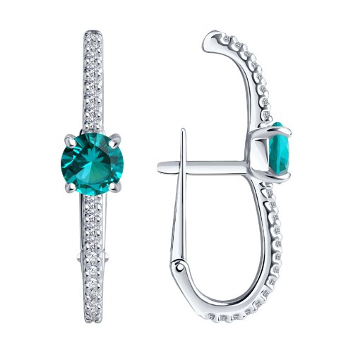 НОВИНКА!!! РЕДКАЯ МОДЕЛЬ!!! Серьги из серебра с турмалином и фианитами НОВИНКА!!! РЕДКАЯ МОДЕЛЬ!!! Серьги из серебра с турмалином и фианитами