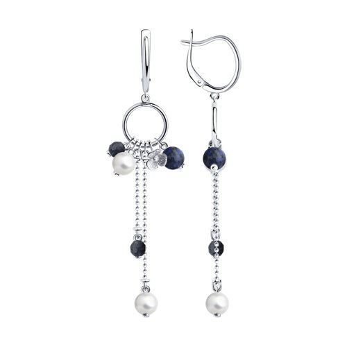 НОВИНКА!!!! В НАЛИЧИИ ЕСТЬ ПОКА. Серьги из серебра с содалитом и жемчугом Swarovski НОВИНКА!!!! В НАЛИЧИИ ЕСТЬ ПОКА. Серьги из серебра с содалитом и жемчугом Swarovski