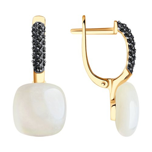 РЕДКИЕ.....НЕЖНЫЕ..... Серьги из золота с лунными камнями и фианитами РЕДКИЕ.....НЕЖНЫЕ..... Серьги из золота с лунными камнями и фианитами