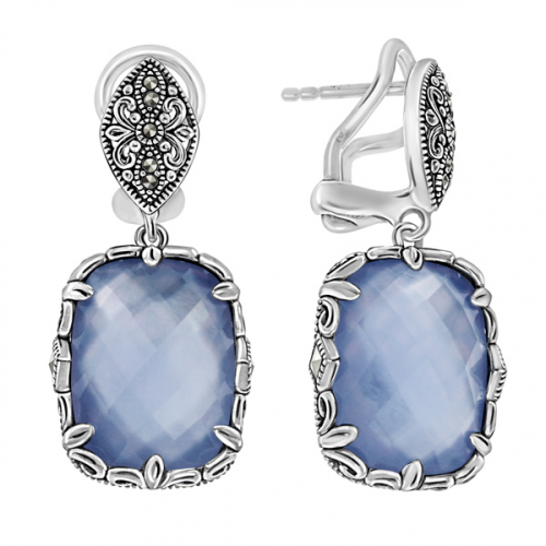 Серебряные серьги с голубым кварцем, перламутром и марказитами Swarovski Базовая цена: 7230 р Уровень цен: СП цены Металл: Серебро 925 Основная вставка: Кварц Средний вес: 10.65 гр. Серебряные серьги с голубым кварцем, перламутром и марказитами Swarovski Базовая цена: 7230 р Уровень цен: СП цены Металл: Серебро 925 Основная вставка: Кварц Средний вес: 10.65 гр.