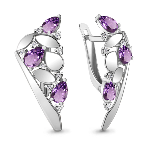 ОТЛИЧНАЯ НОВИНКА! Серьги Базовая цена: 1221 р +орг Металл Серебро Вставки 6 Аметист; 18 Фианит ОТЛИЧНАЯ НОВИНКА! Серьги Базовая цена: 1221 р +орг Металл Серебро Вставки 6 Аметист; 18 Фианит