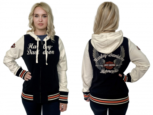 Женская толстовка Harley-Davidson - контрастные рукава, уютный капюшон, замок по всей длине. Вещь - топ! Женская толстовка Harley-Davidson - контрастные рукава, уютный капюшон, замок по всей длине. Вещь - топ!
