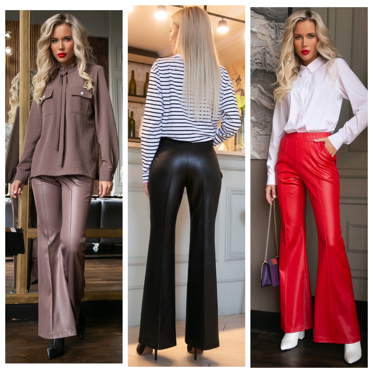 КАК МОЖНО УСТОЯТЬ ПЕРЕД ТАКИМИ БОМБИЧЕСКИМИ БРЮКАМИ? Брюки клёш - новый тренд этого сезона. Данная модель выполнена из трикотажа "Джерси" под кожу. ЦЕНА ВСЕГО 1150 Р КАК МОЖНО УСТОЯТЬ ПЕРЕД ТАКИМИ БОМБИЧЕСКИМИ БРЮКАМИ? Брюки клёш - новый тренд этого сезона. Данная модель выполнена из трикотажа "Джерси" под кожу. ЦЕНА ВСЕГО 1150 Р