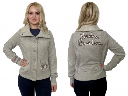 Женская куртка пиджак Harley-Davidson - высокий ворот, ровный серый цвет, брендовая аппликация!!! За 600Р!!! Женская куртка пиджак Harley-Davidson - высокий ворот, ровный серый цвет, брендовая аппликация!!! За 600Р!!!
