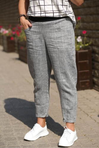 летние льняные брюки, зауженные к низу, имеют длину 7/8, что делает их универсальными на рост от 156- 174 см. По переду имеются 2 боковых кармана. Широкая резинка плотно и комфортно фиксирует изделие по линии талии. летние льняные брюки, зауженные к низу, имеют длину 7/8, что делает их универсальными на рост от 156- 174 см. По переду имеются 2 боковых кармана. Широкая резинка плотно и комфортно фиксирует изделие по линии талии.