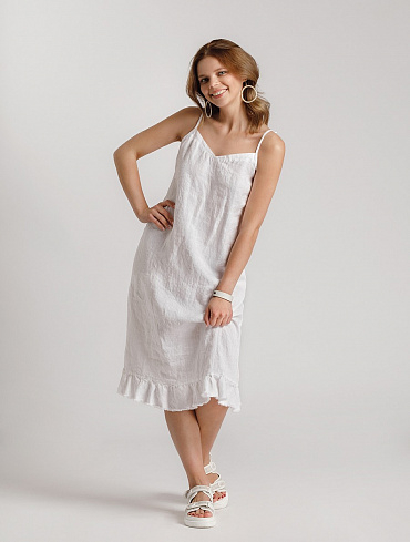 А теперь представьте, что вы обладательница прекрасного летнего сарафана изо льна. рямой полуприлегающий силуэт, представленной модели; универсален для любого телосложения и роста. Длину чуть ниже линии колена подчеркивает очаровательная оборка А теперь представьте, что вы обладательница прекрасного летнего сарафана изо льна. рямой полуприлегающий силуэт, представленной модели; универсален для любого телосложения и роста. Длину чуть ниже линии колена подчеркивает очаровательная оборка