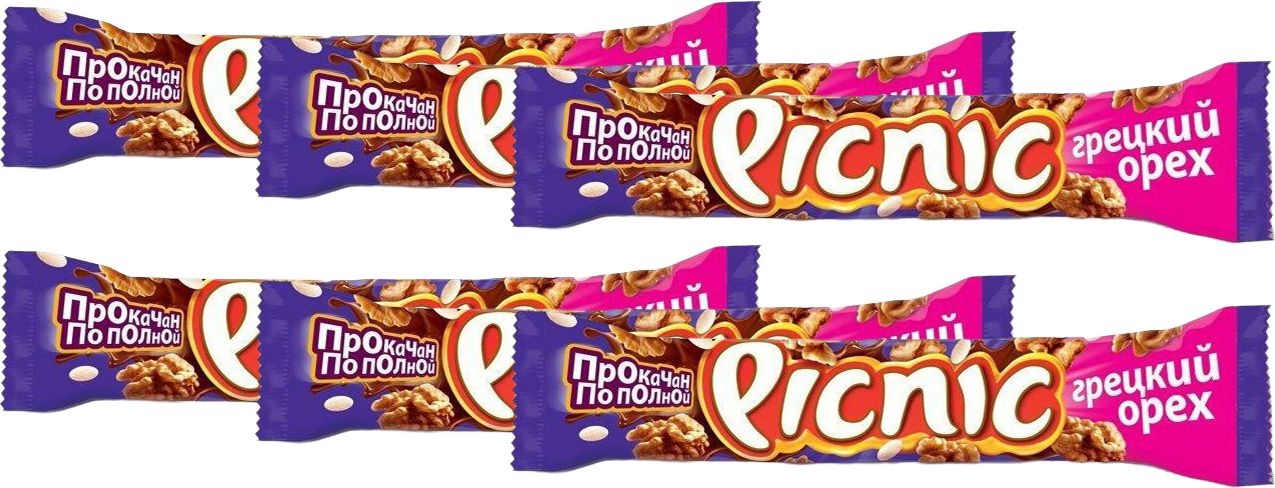 НА СБОР ВСЕГО 2 ДНЯ! Шоколадный батончик picnic с грецким орехом 52 г НА СБОР ВСЕГО 2 ДНЯ! Шоколадный батончик picnic с грецким орехом 52 г