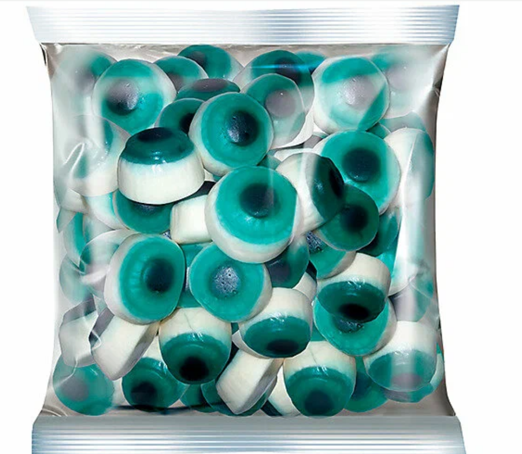 Жевательный мармелад "Глаза" со вкусом клубничного крема. Мням! Жевательный мармелад "Глаза" со вкусом клубничного крема. Мням!