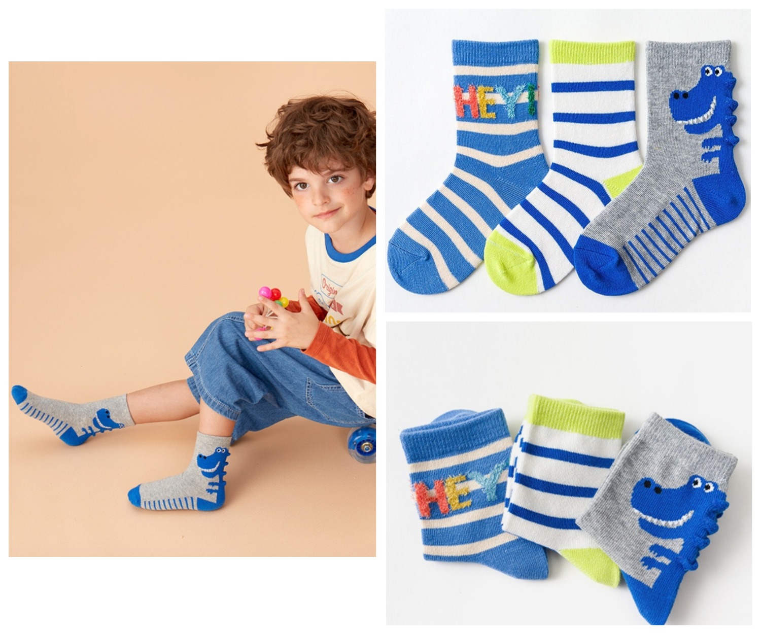 Последние размеры! Набор детских носков "Динозаврик" в мягкой упаковке, 3 пары Последние размеры! Набор детских носков "Динозаврик" в мягкой упаковке, 3 пары