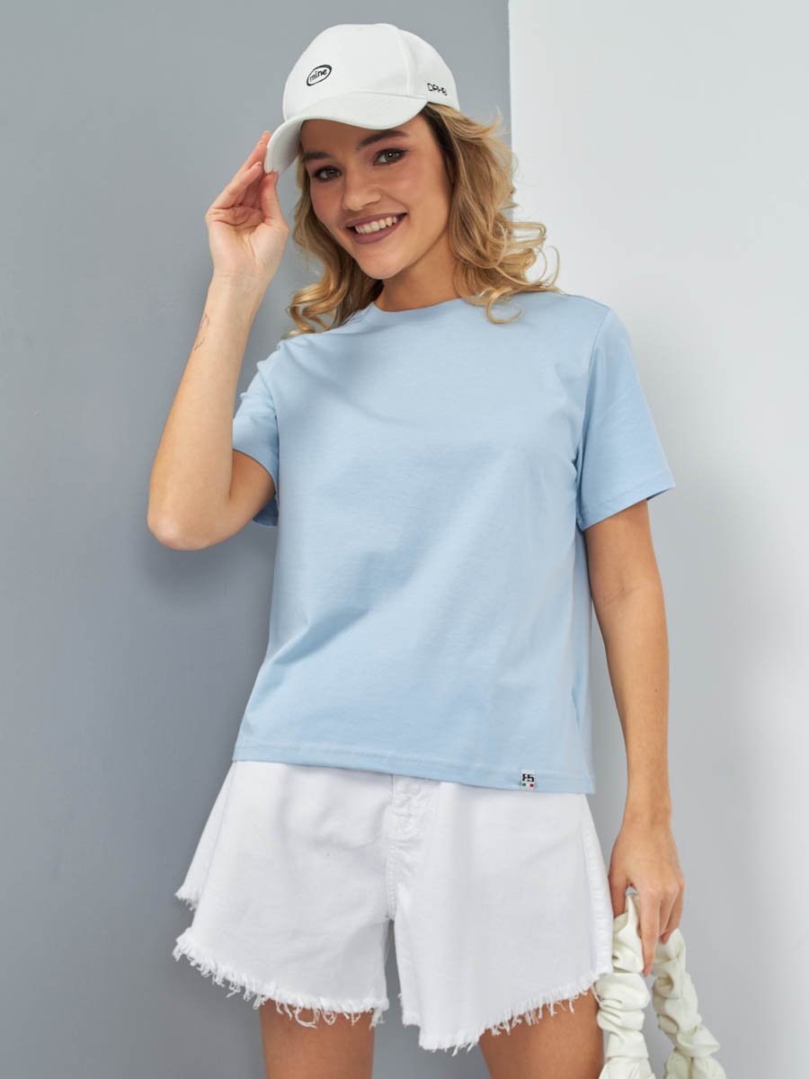 Женские однотонные хлопковые футболки F5, Comfort fit (свободный силуэт) Женские однотонные хлопковые футболки F5, Comfort fit (свободный силуэт)