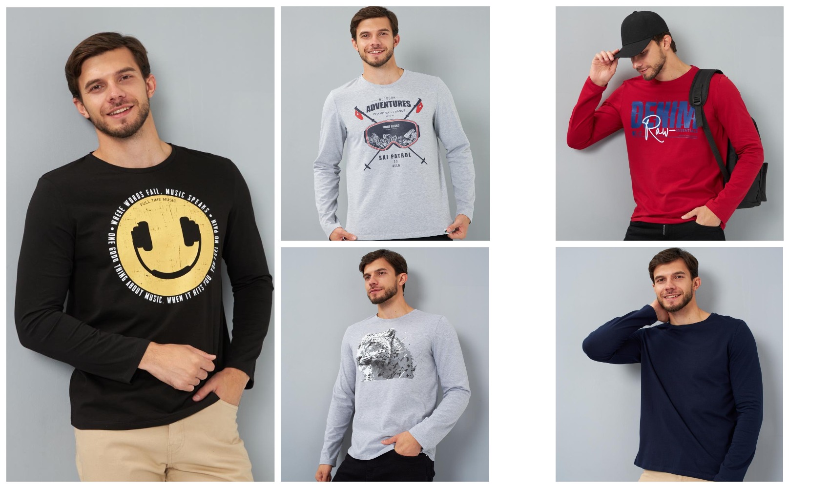 Мужские лонгсливы F5, Regular fit (полуприлегающий силуэт), круглый вырез горловины, длинный рукав. Выполнены из классического трикотажного полотна. Мужские лонгсливы F5, Regular fit (полуприлегающий силуэт), круглый вырез горловины, длинный рукав. Выполнены из классического трикотажного полотна.