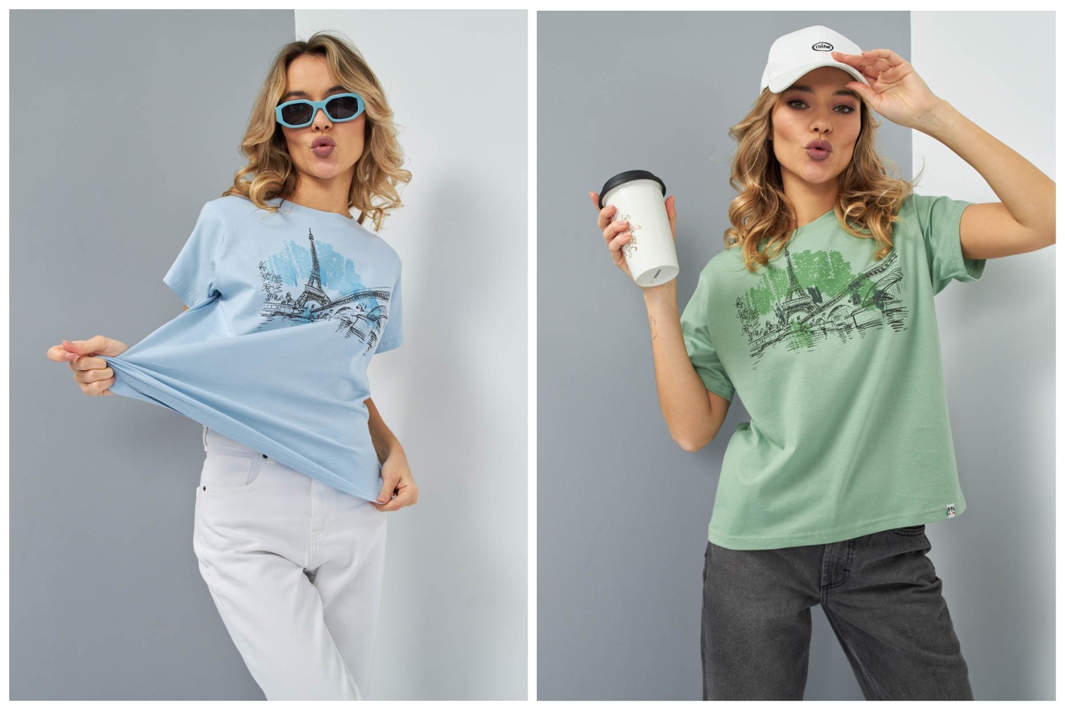 Женская футболка Paris от F5, Oversize fit (свободный силуэт). В пастельно-голубом и зеленом цвете! Женская футболка Paris от F5, Oversize fit (свободный силуэт). В пастельно-голубом и зеленом цвете!