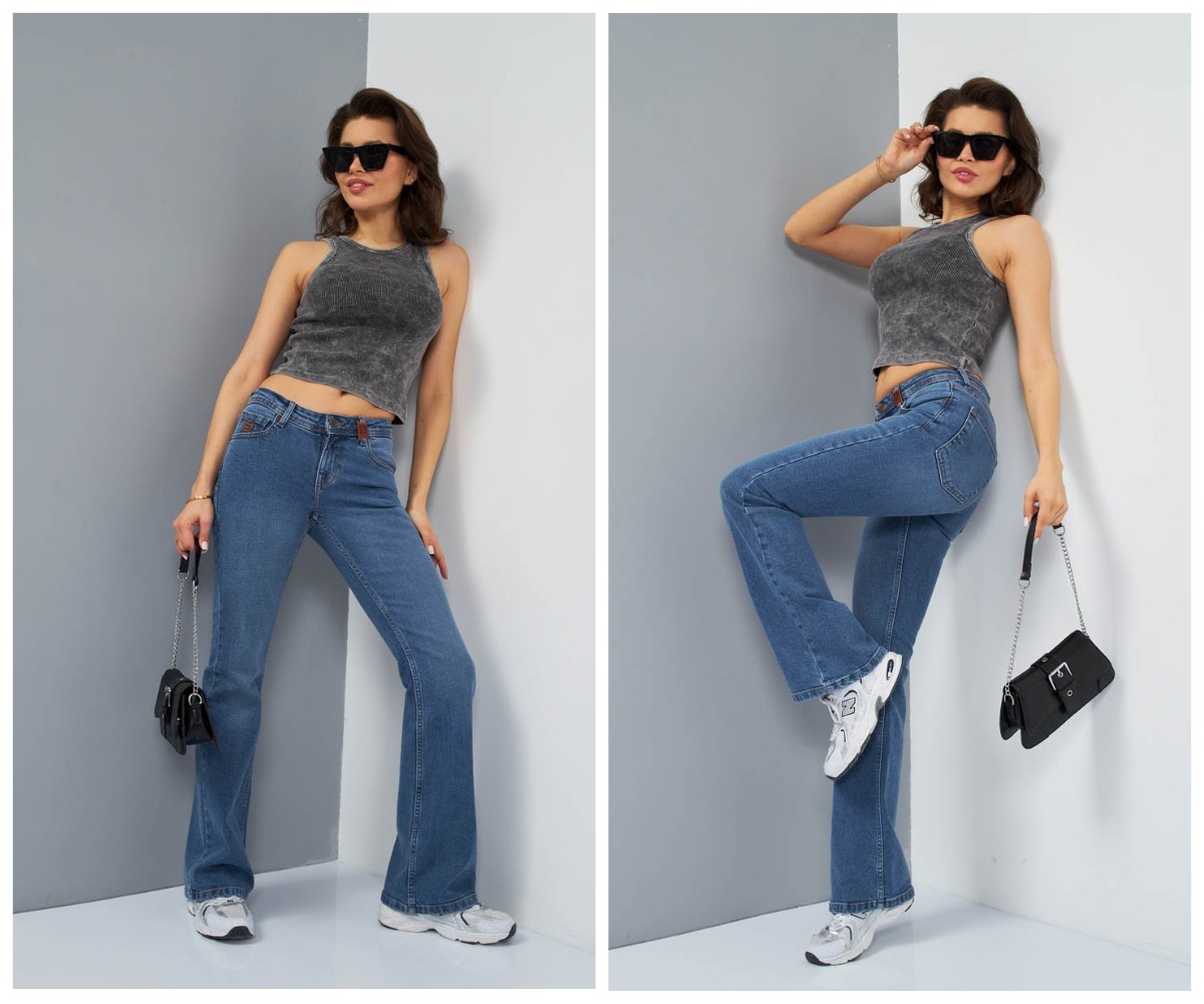 НОВИНКА! Женские расклешеные ретро джинсы 143513 с пятью карманами в стилистике 70-х годов прошлого века. Посадка Slim flare fit (облегающие по бедру и расклешенные от колена), низкая талия спереди средняя сзади НОВИНКА! Женские расклешеные ретро джинсы 143513 с пятью карманами в стилистике 70-х годов прошлого века. Посадка Slim flare fit (облегающие по бедру и расклешенные от колена), низкая талия спереди средняя сзади