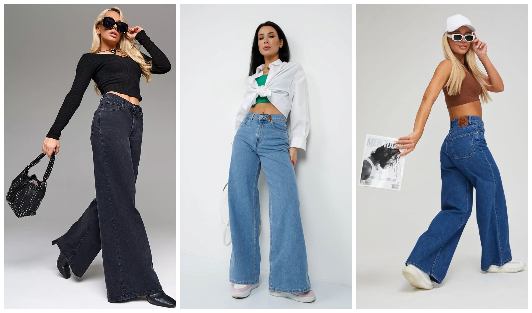 НОВИНКИ! Самые модные и популярные сегодня женские джинсы ПАЛАЦЦО (PALAZZO) с очень широкими штанинами, клеш у которых начинается прямо от бедра. Три расцветки! НОВИНКИ! Самые модные и популярные сегодня женские джинсы ПАЛАЦЦО (PALAZZO) с очень широкими штанинами, клеш у которых начинается прямо от бедра. Три расцветки!