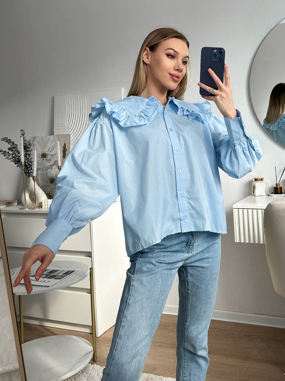 Эта рубашка заслуживает внимания! Ткань хлопок, прямой крой, и рукава воланы, будет круто смотреться с брюками и джинсами Размеры с 42 по 48 (полноразмерая) Цвет сиреневый, белый, розовый, бежевый, голубой Цена 649р Эта рубашка заслуживает внимания! Ткань хлопок, прямой крой, и рукава воланы, будет круто смотреться с брюками и джинсами Размеры с 42 по 48 (полноразмерая) Цвет сиреневый, белый, розовый, бежевый, голубой Цена 649р