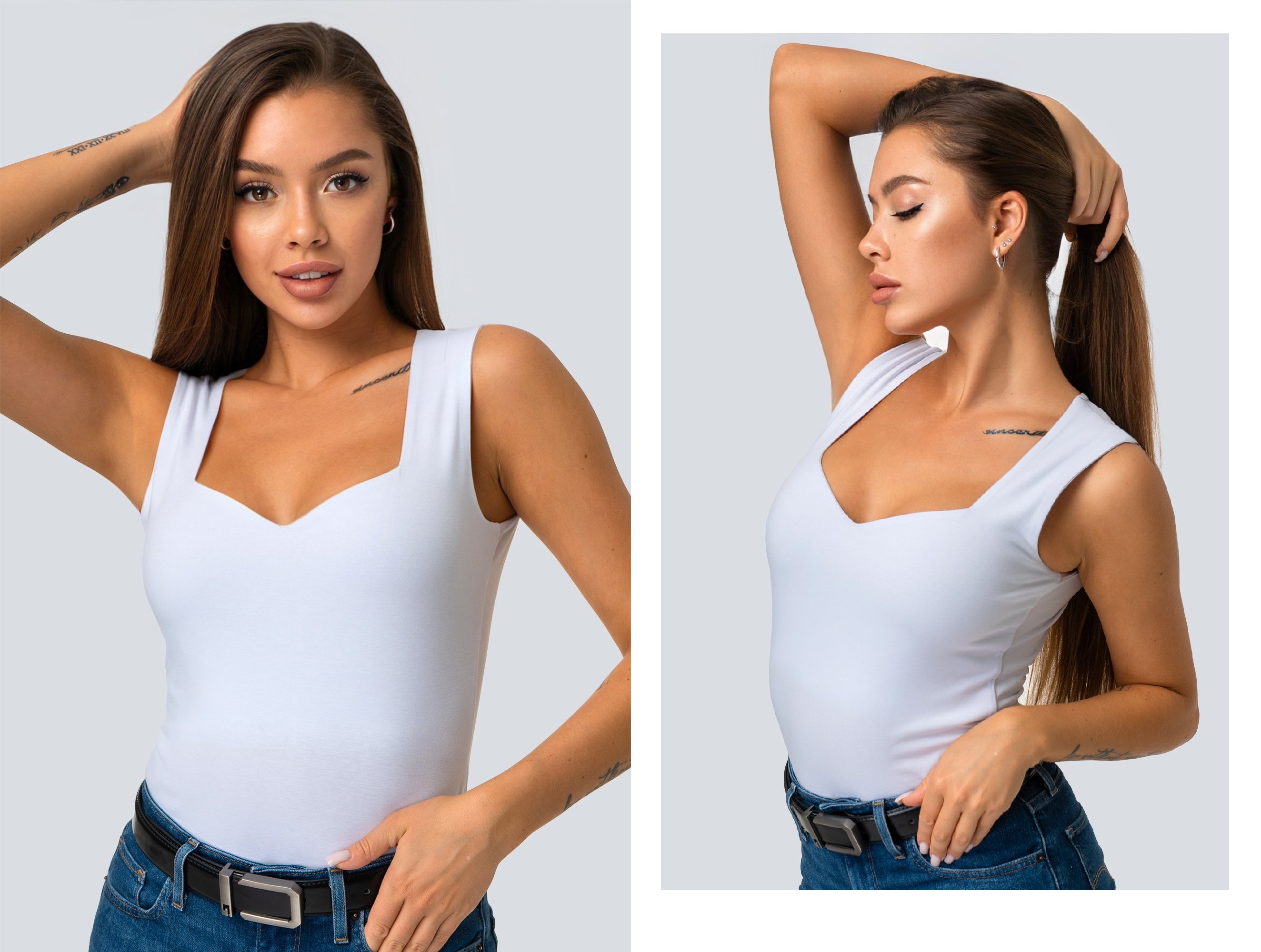 HF 7. Идеальная база как для деловых образов, так и для смелых и дерзких сочетаний! Женский топ с фигурным вырезом каре подстроится под ваше настроение. HF 7. Идеальная база как для деловых образов, так и для смелых и дерзких сочетаний! Женский топ с фигурным вырезом каре подстроится под ваше настроение.