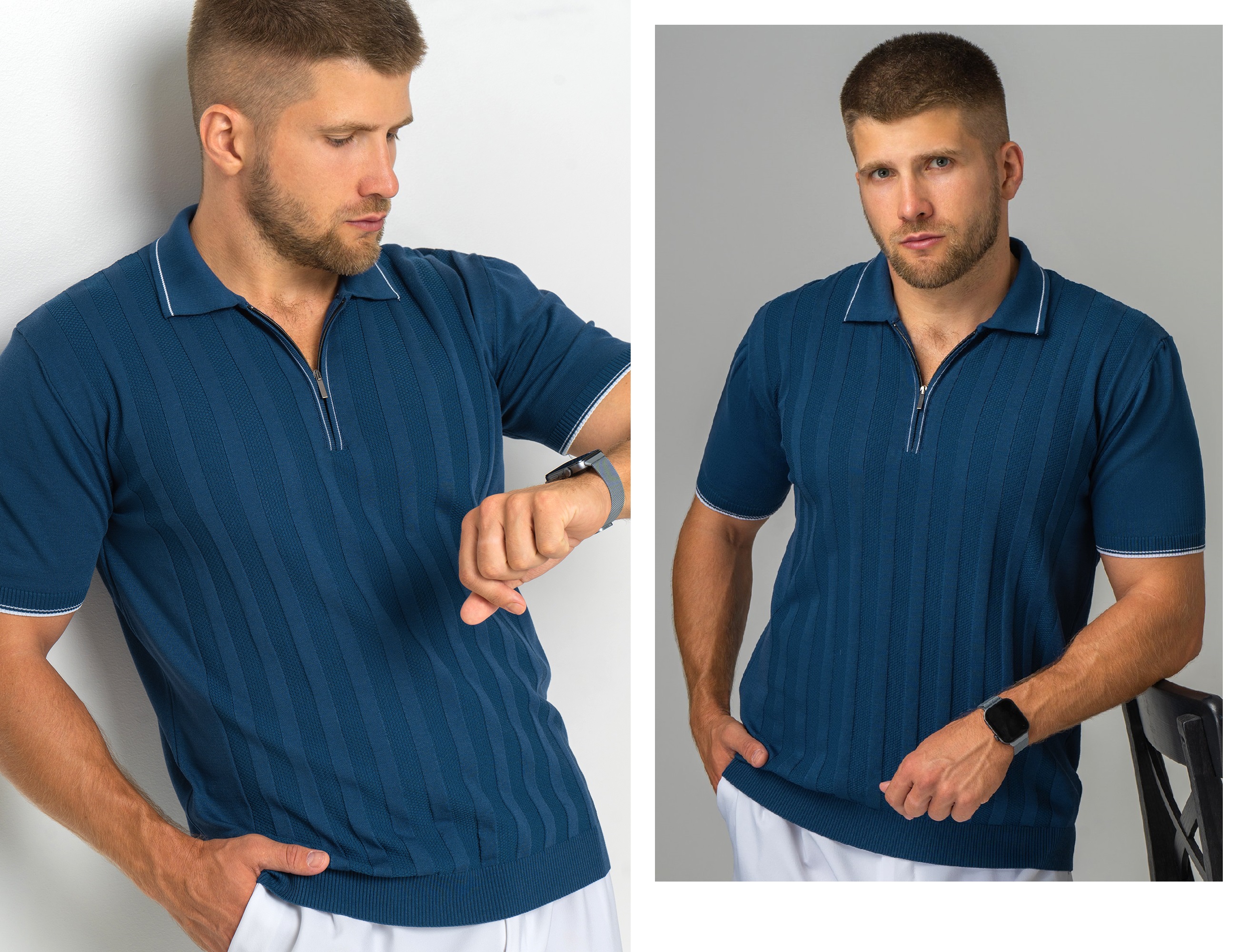 Happy Fox. Стильно и безупречно! Мужская футболка поло в синем цвете - прекрасный выбор для классического образа, который объединяет элегантность и практичность. Happy Fox. Стильно и безупречно! Мужская футболка поло в синем цвете - прекрасный выбор для классического образа, который объединяет элегантность и практичность.