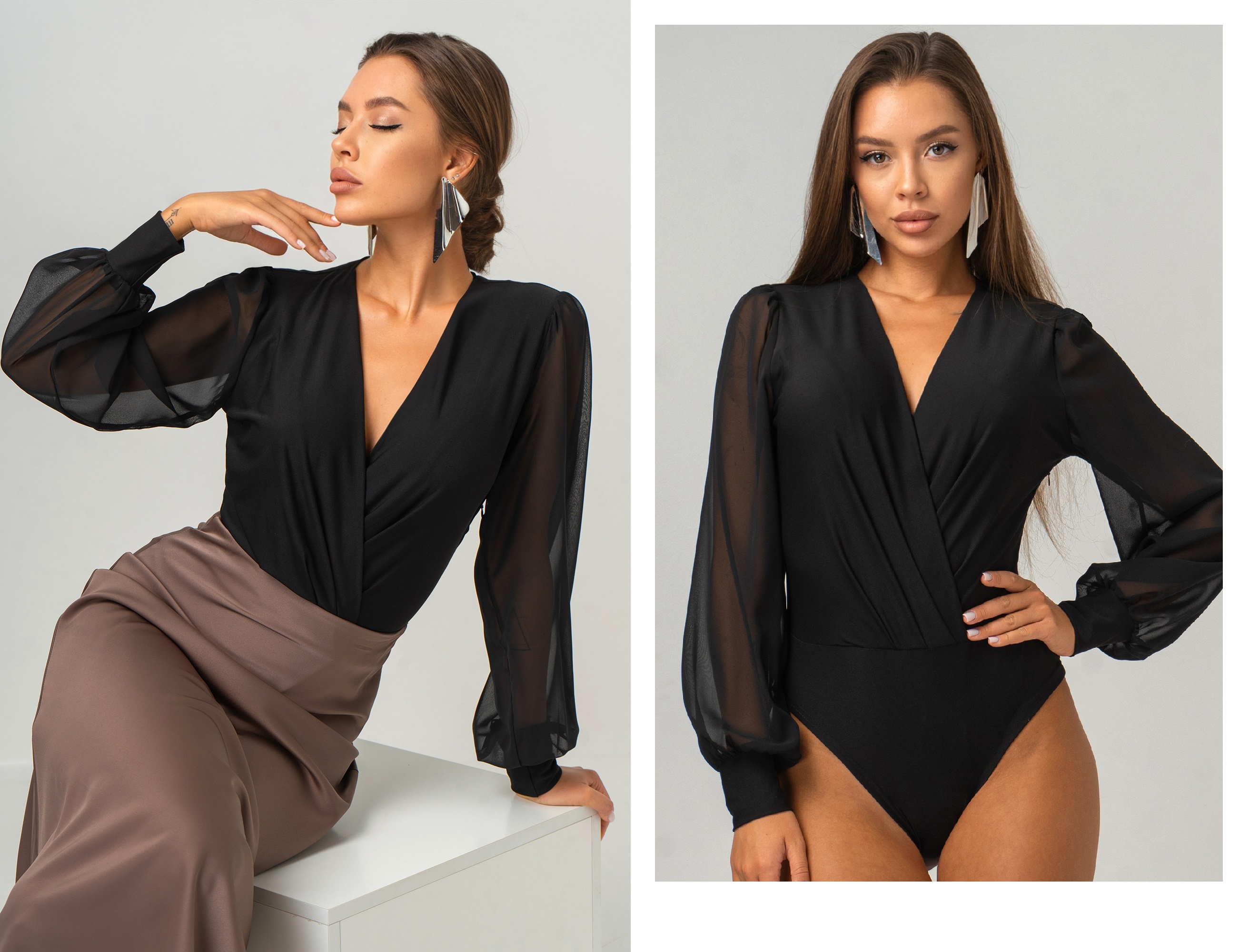 Happy Fox. Роскошная, как черный жемчуг! Погрузитесь в мир элегантности с черной женской блузкой-боди! Эта нарядная модель с глубоким V-образным вырезом и драпировкой создаст незабываемый образ, привлекая внимание и подчеркивая вашу женственность. Happy Fox. Роскошная, как черный жемчуг! Погрузитесь в мир элегантности с черной женской блузкой-боди! Эта нарядная модель с глубоким V-образным вырезом и драпировкой создаст незабываемый образ, привлекая внимание и подчеркивая вашу женственность.