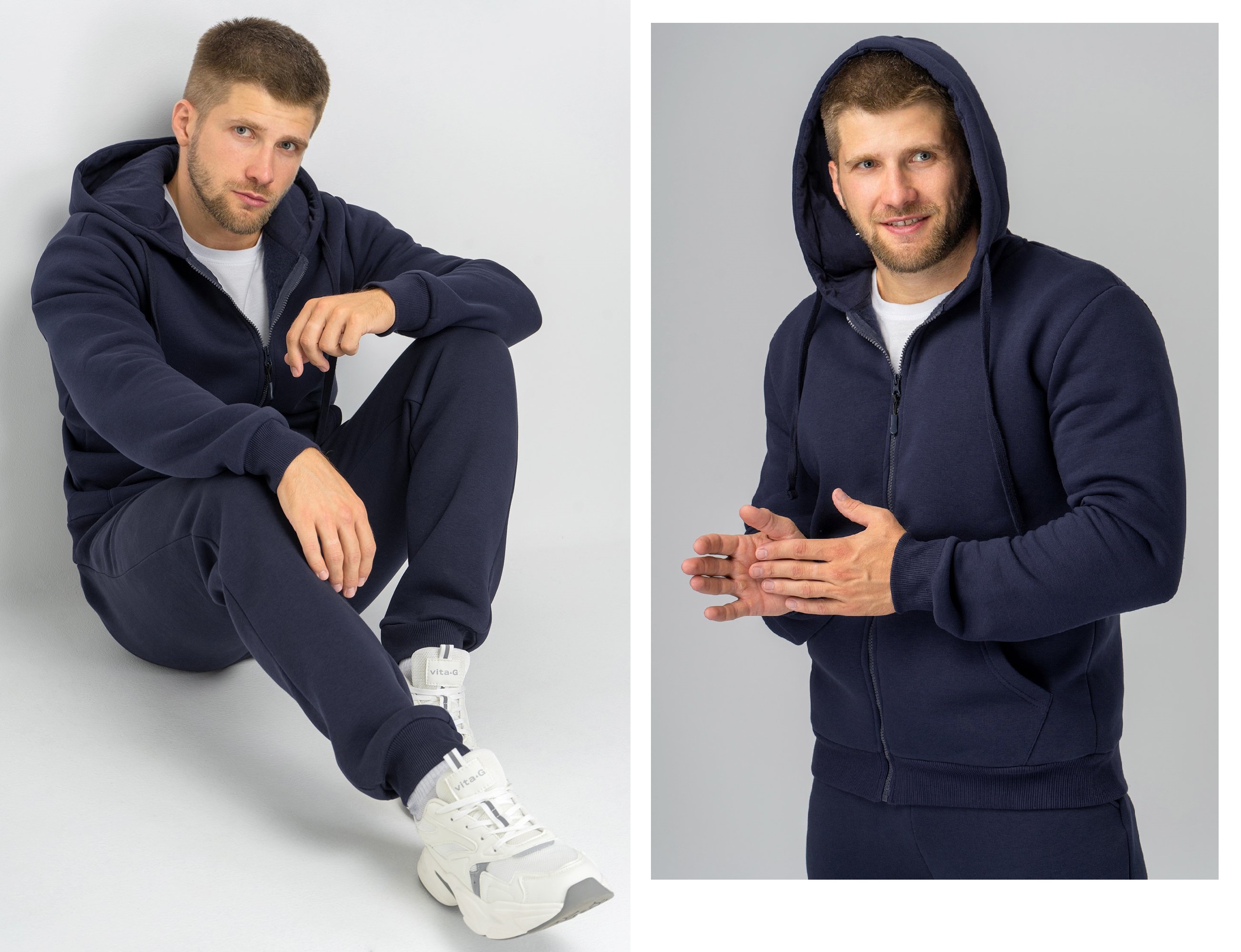 Happy Fox. Надежный спутник спорта, туризма и отдыха на природе! Теплый мужской костюм темно-синего цвета выполнен из качественного трикотажа футер с начесом. В комплекте толстовка с регулируемым капюшоном и брюки джоггеры. Happy Fox. Надежный спутник спорта, туризма и отдыха на природе! Теплый мужской костюм темно-синего цвета выполнен из качественного трикотажа футер с начесом. В комплекте толстовка с регулируемым капюшоном и брюки джоггеры.