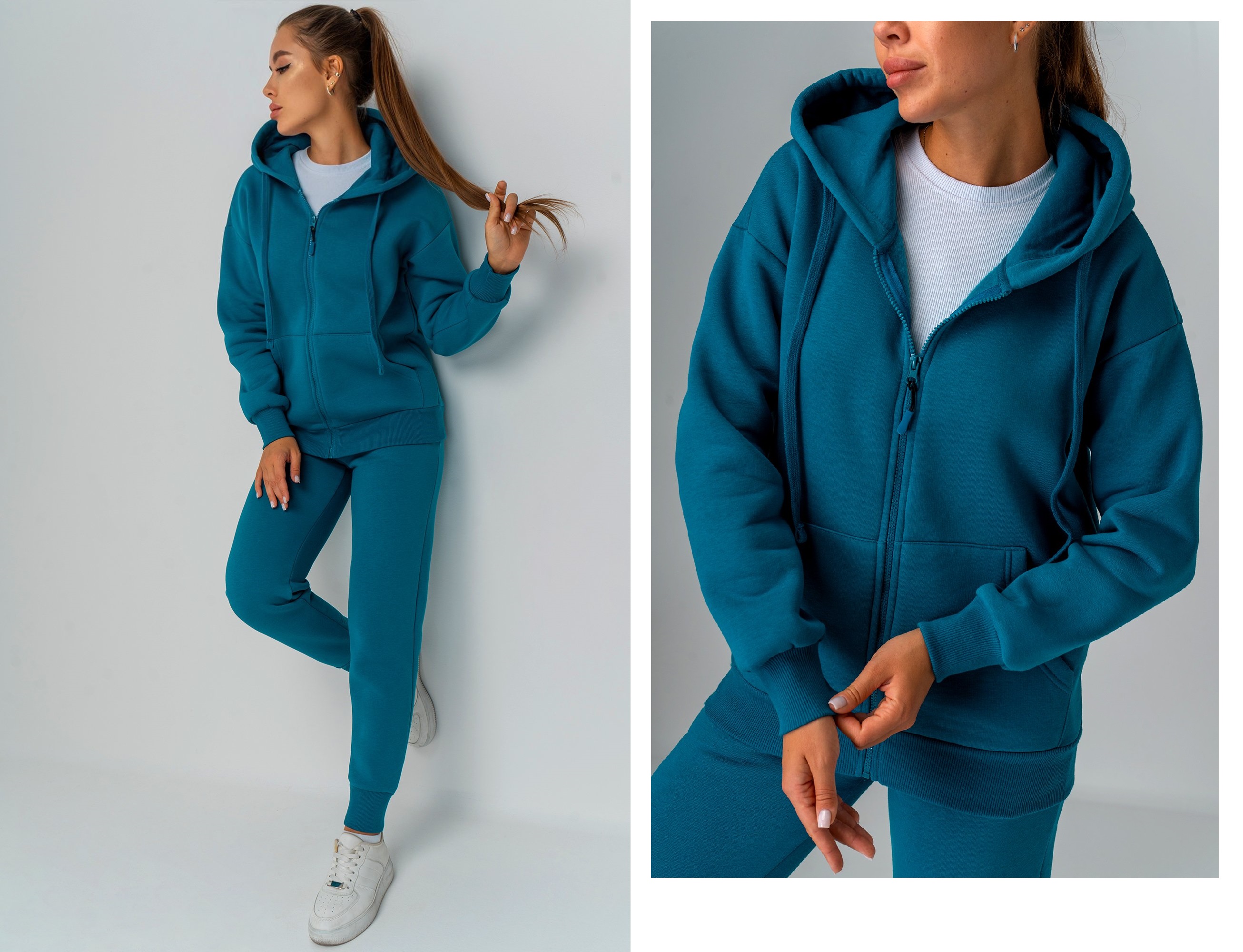 Happy Fox. Утепляемся! Надежный спутник спорта, туризма и отдыха на природе! Теплый женский костюм цвета морской волны выполнен из качественного трикотажа футер с начесом. В комплекте толстовка с объемным регулируемым капюшоном и брюки джоггеры. Happy Fox. Утепляемся! Надежный спутник спорта, туризма и отдыха на природе! Теплый женский костюм цвета морской волны выполнен из качественного трикотажа футер с начесом. В комплекте толстовка с объемным регулируемым капюшоном и брюки джоггеры.