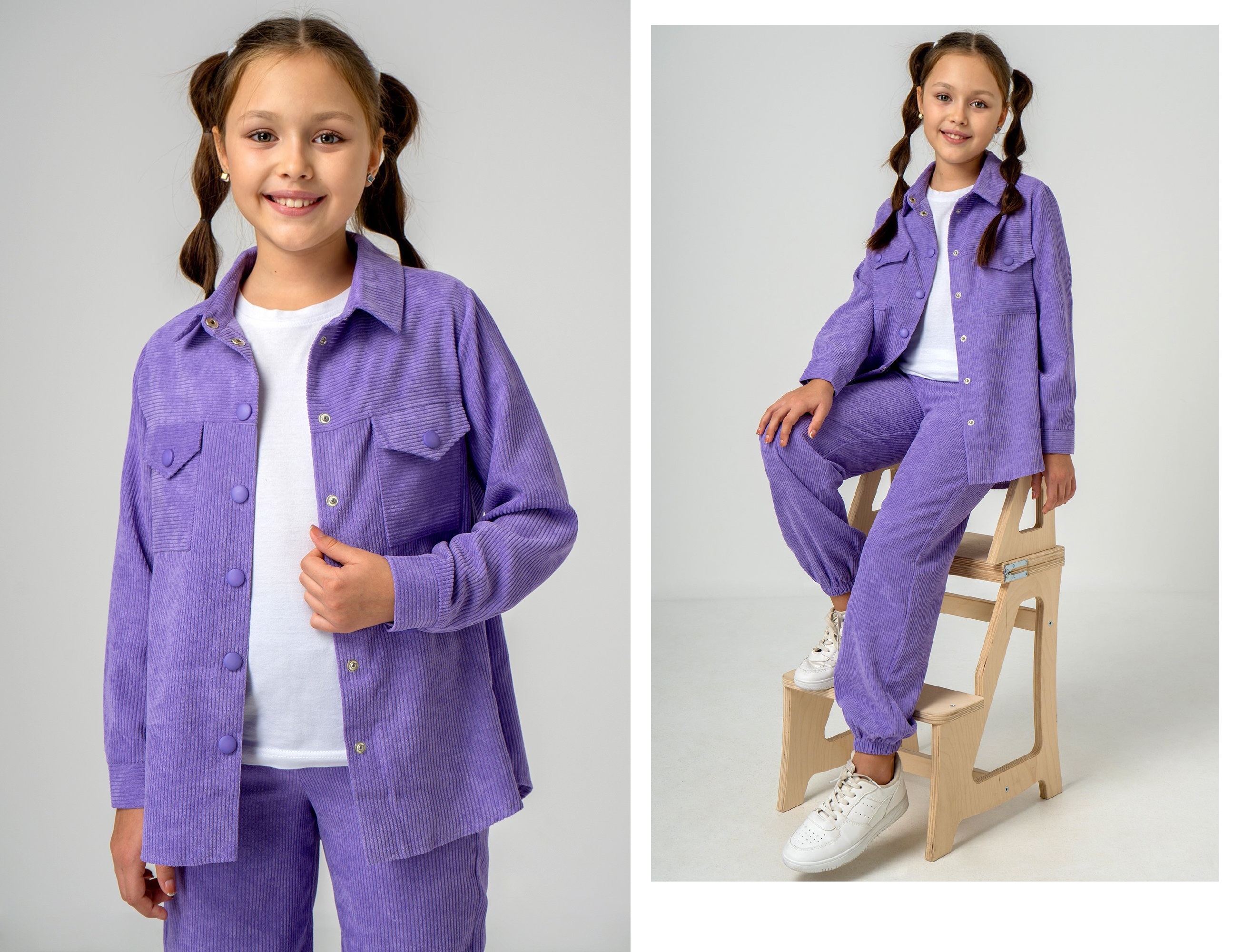 Happy Fox. Добавь ярких красок в осенние дни! Вельветовый детский костюм с брюками - настоящий хит для девочек, которые любят стиль и комфорт! В наборе рубашка с отложным воротником и штаны с карманами. Happy Fox. Добавь ярких красок в осенние дни! Вельветовый детский костюм с брюками - настоящий хит для девочек, которые любят стиль и комфорт! В наборе рубашка с отложным воротником и штаны с карманами.