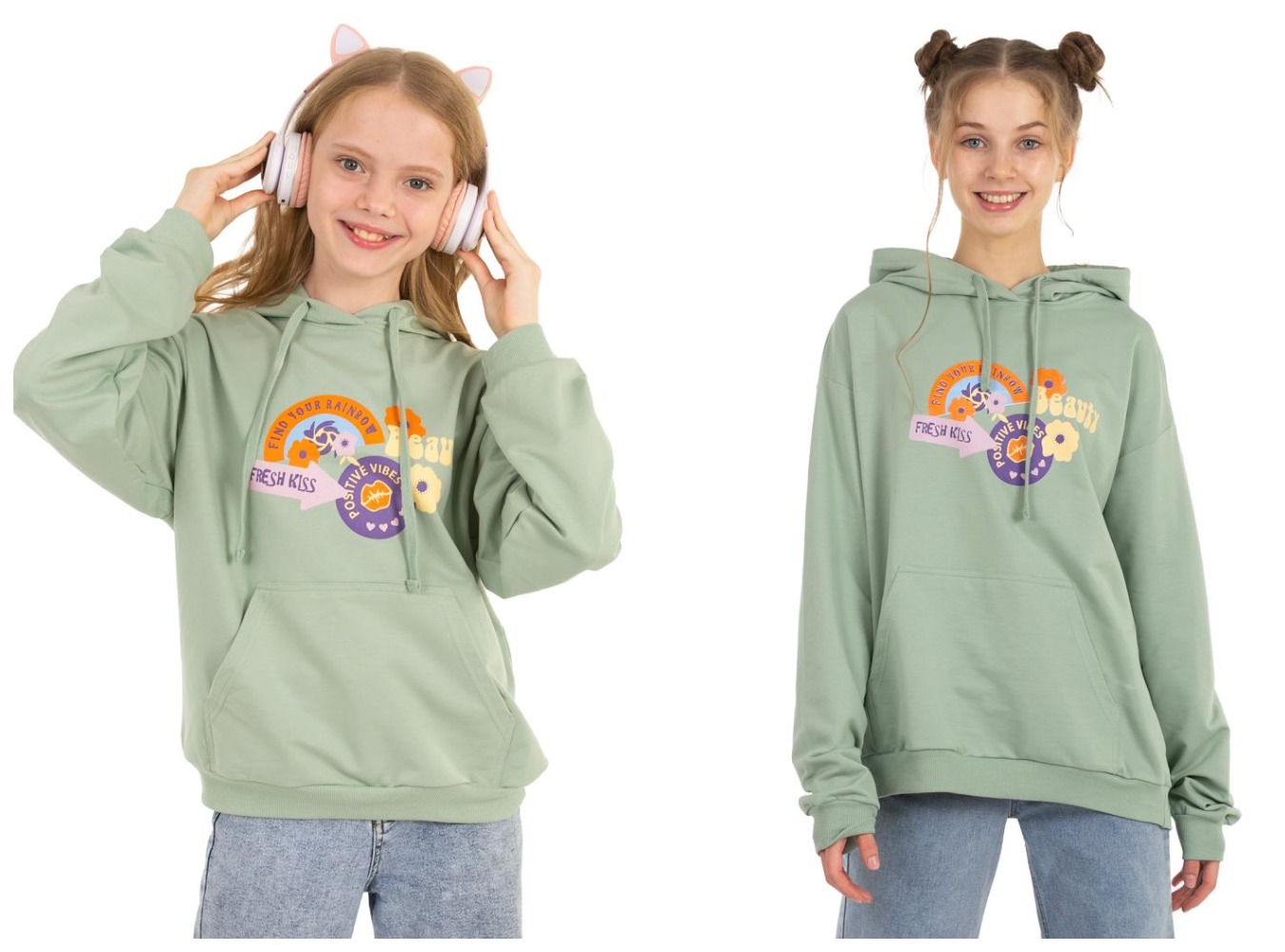 Толстовка из футера 2-х нитки в цвете морозный зеленый для девочки в р. 134-164 по ВЫГОДНОЙ цене! Толстовка из футера 2-х нитки в цвете морозный зеленый для девочки в р. 134-164 по ВЫГОДНОЙ цене!