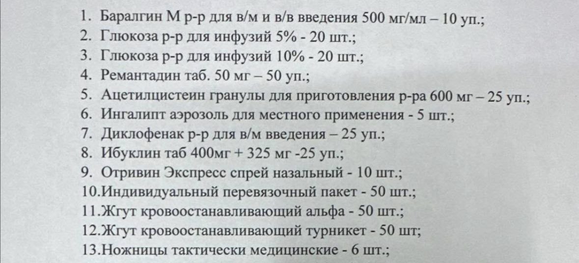 92-й сапёрный полк прислал список медикаментов. Помогите, пожалуйста, закрыть 92-й сапёрный полк прислал список медикаментов. Помогите, пожалуйста, закрыть