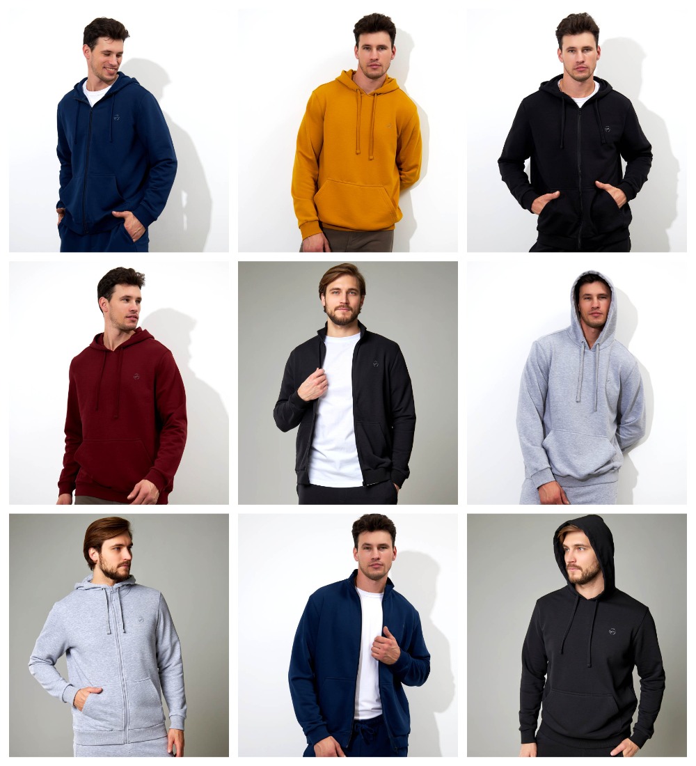 Классические мужские толстовки на молнии и худи выполнены из хлопкового полотна с добавлением полиэстера.Модели с капюшоном и длинными рукавами не сковывает движений, обеспечивая комфорт. Классические мужские толстовки на молнии и худи выполнены из хлопкового полотна с добавлением полиэстера.Модели с капюшоном и длинными рукавами не сковывает движений, обеспечивая комфорт.