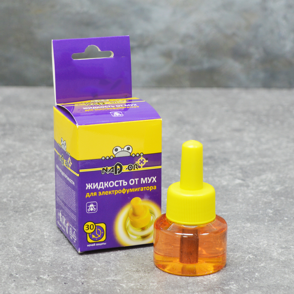 ХИТ!) Жидкость для фумигатора 30мл от мух Nadzor 139 руб. ХИТ!) Жидкость для фумигатора 30мл от мух Nadzor 139 руб.